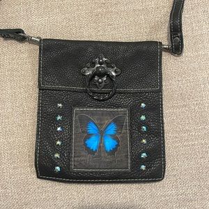 KBD Studio Pleather CrossBody Bag with Butterfly Design